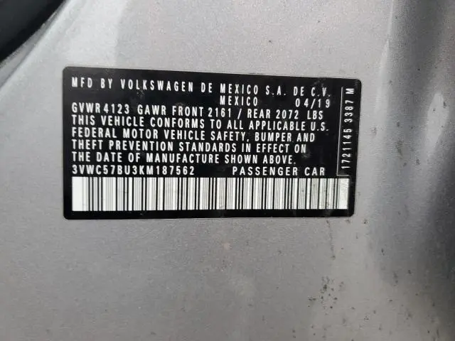 2019 VOLKSWAGEN JETTA S  