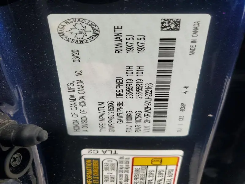 2020 HONDA CR-V TOURING  