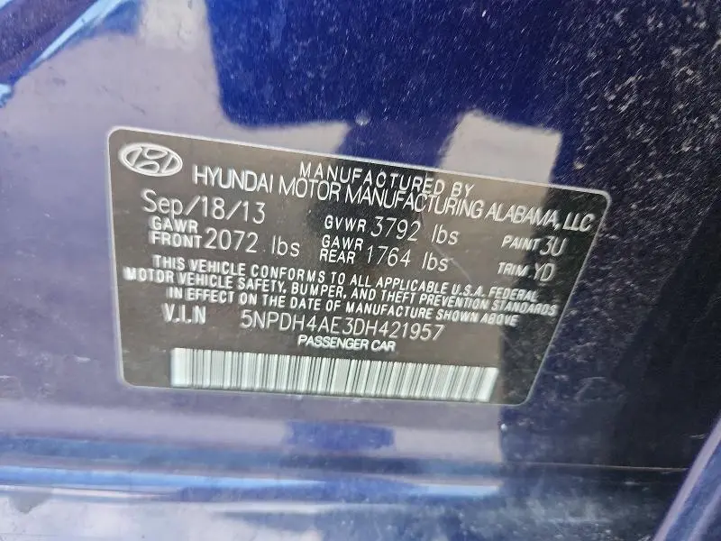 2013 HYUNDAI ELANTRA GLS  