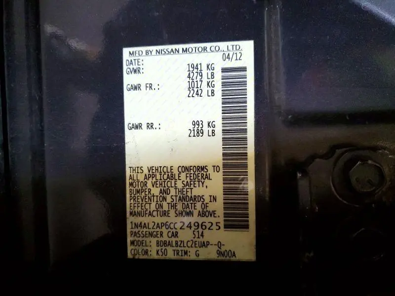 2012 NISSAN ALTIMA 2.5  