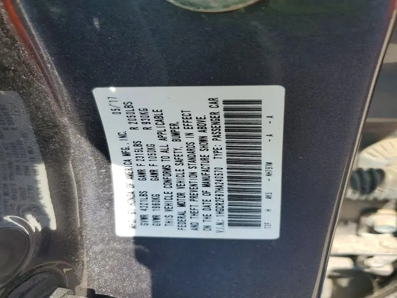 2017 HONDA ACCORD EXL  