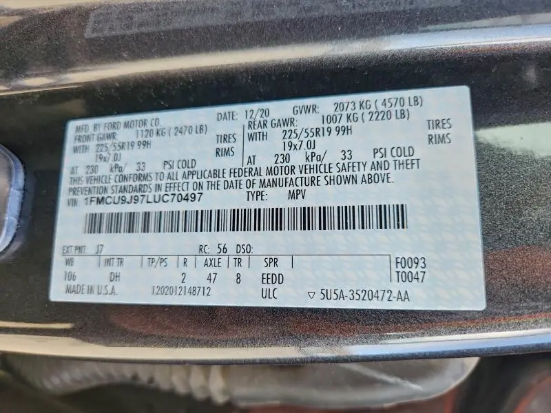 2020 FORD ESCAPE TITANIUM  