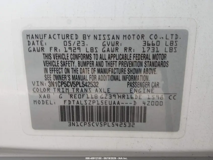 2023 NISSAN KICKS SV XTRONIC CVT