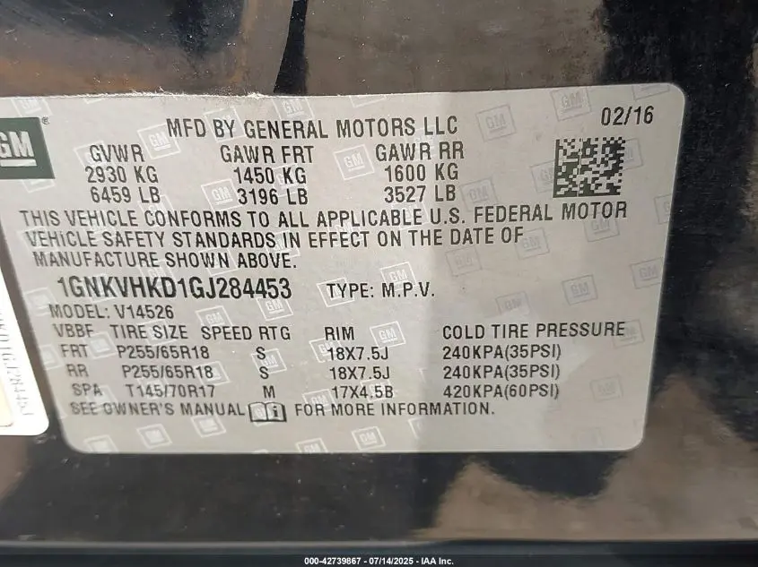 2016 CHEVROLET TRAVERSE 2LT