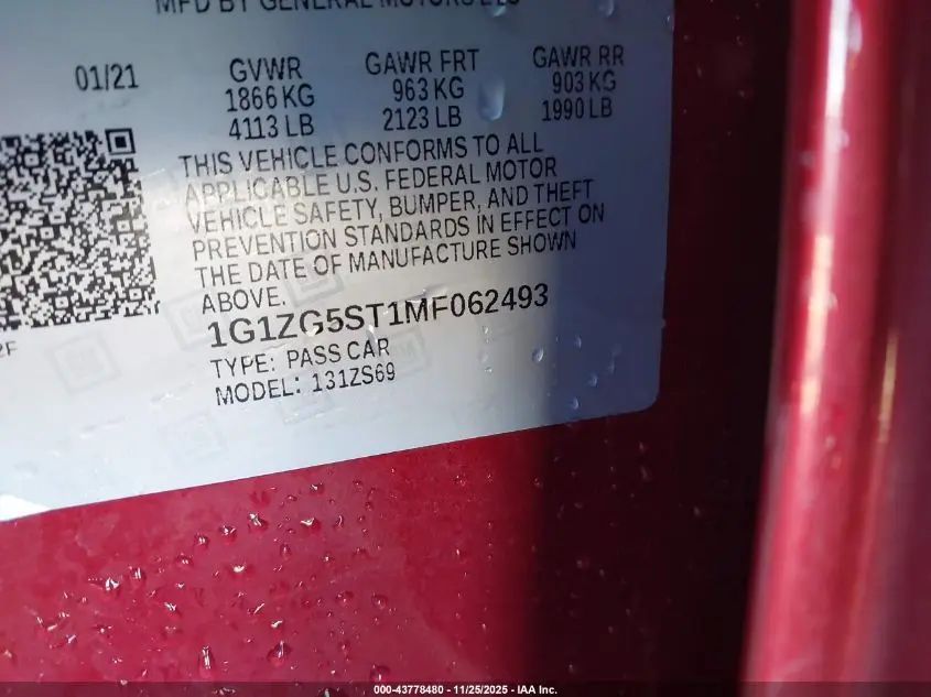 2021 CHEVROLET MALIBU FWD RS