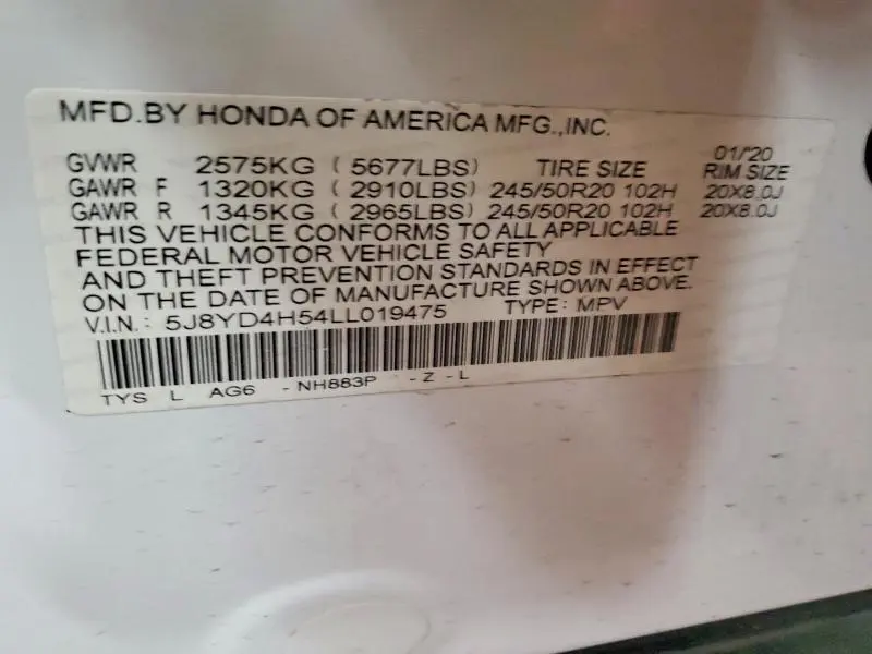 2020 ACURA MDX TECHNOLOGY  