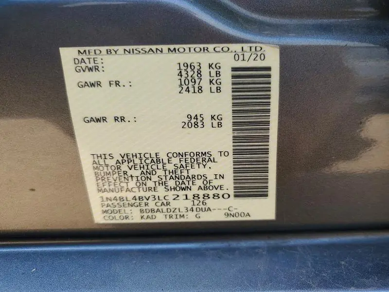 2020 NISSAN ALTIMA S  