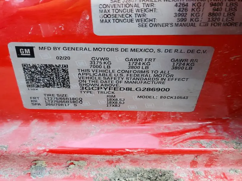 2020 CHEVROLET SILVERADO K1500 LT TRAIL BOSS  