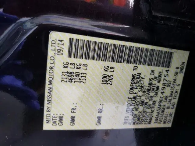 2014 NISSAN MAXIMA S  