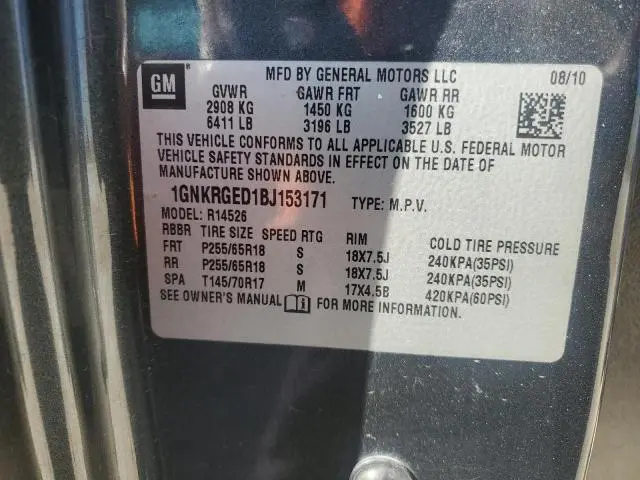 2011 CHEVROLET TRAVERSE LT