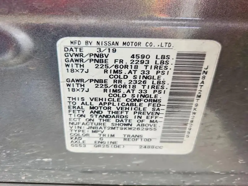 2019 NISSAN ROGUE SV  