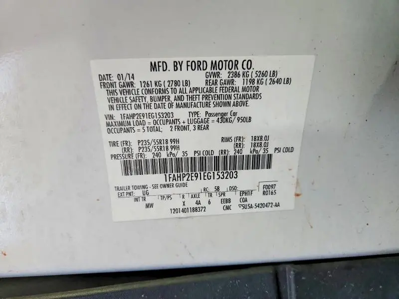 2014 FORD TAURUS SEL  