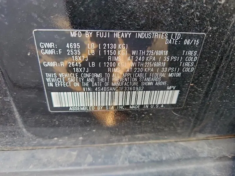 2015 SUBARU OUTBACK 2.5I LIMITED  