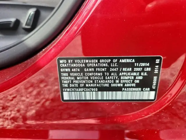 2015 VOLKSWAGEN PASSAT SEL  
