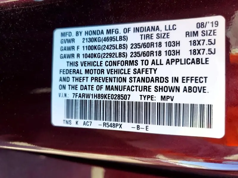 2019 HONDA CR-V EXL  