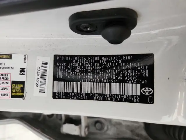 2020 TOYOTA COROLLA LE  