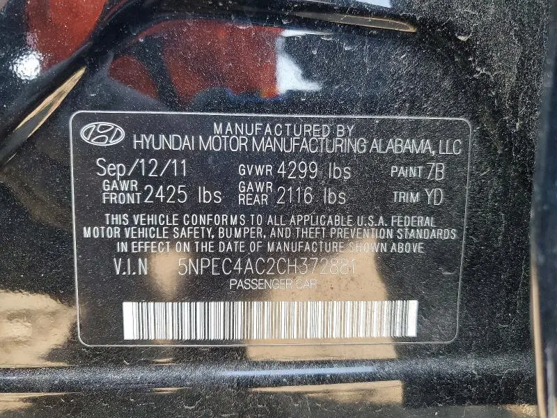 2012 HYUNDAI SONATA SE  