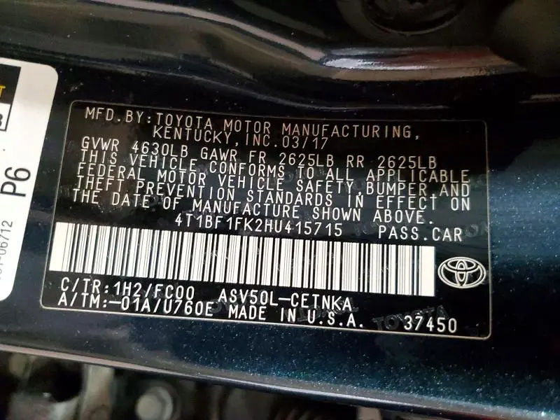 2017 TOYOTA CAMRY LE  