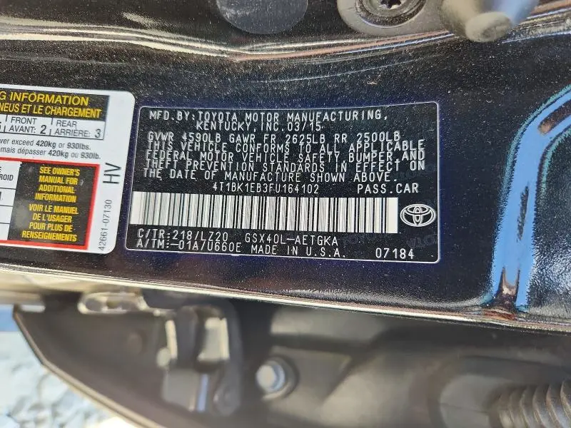 2015 TOYOTA AVALON XLE  