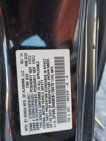 2014 HONDA ODYSSEY EXL  