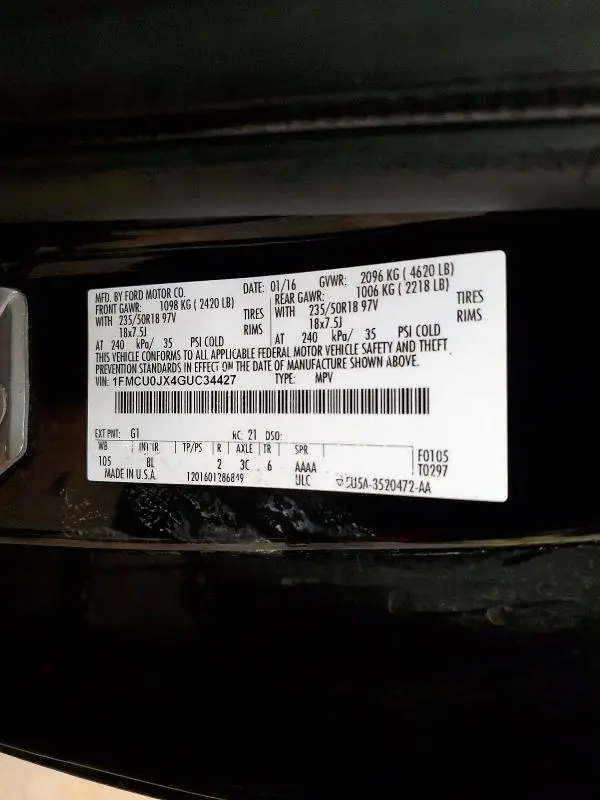 2016 FORD ESCAPE TITANIUM  