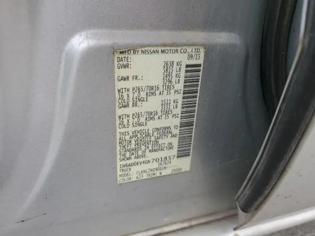 2016 NISSAN FRONTIER S  