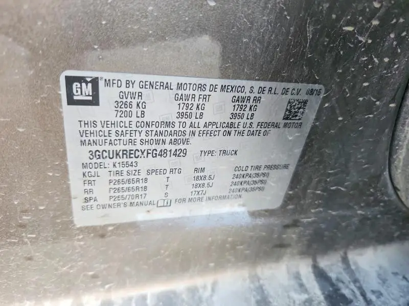 2015 CHEVROLET SILVERADO K1500 LT  