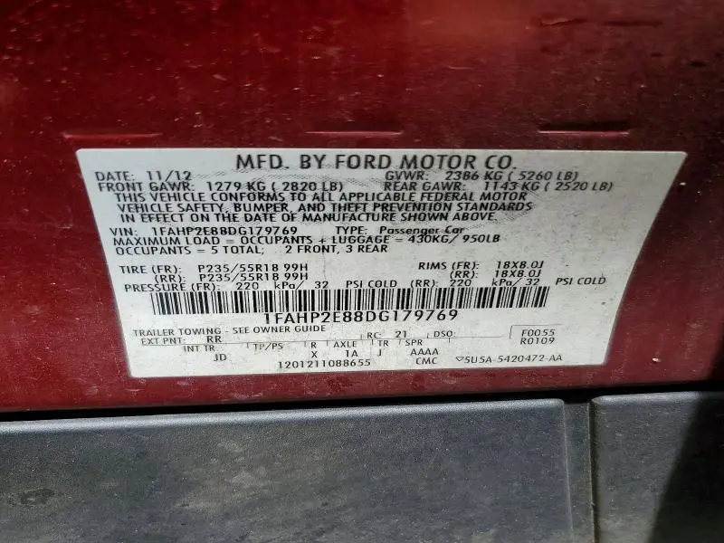 2013 FORD TAURUS SEL  