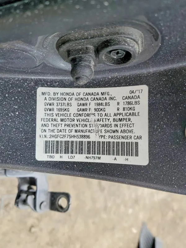2017 HONDA CIVIC EX  