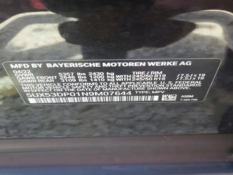 2022 BMW X3 XDRIVE30I  