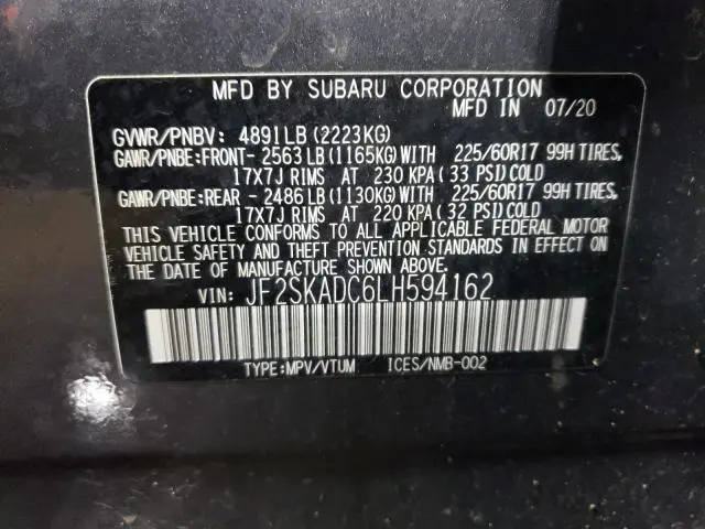 2020 SUBARU FORESTER   