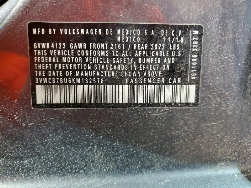 2019 VOLKSWAGEN JETTA S  