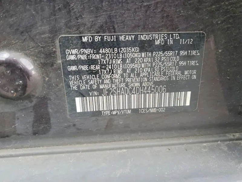 2013 SUBARU FORESTER 2.5X PREMIUM  