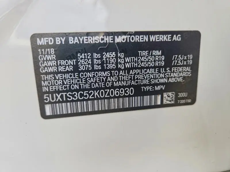 2019 BMW X3 XDRIVEM40I  