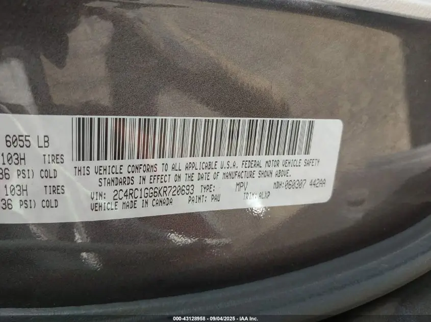 2019 CHRYSLER PACIFICA LIMITED