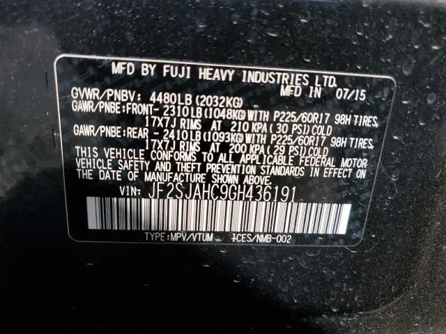 2016 SUBARU FORESTER 2.5I LIMITED  