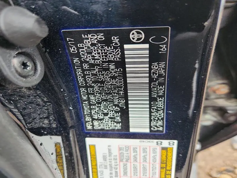 2018 TOYOTA CAMRY LE  