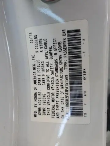 2015 HONDA ACCORD EXL  