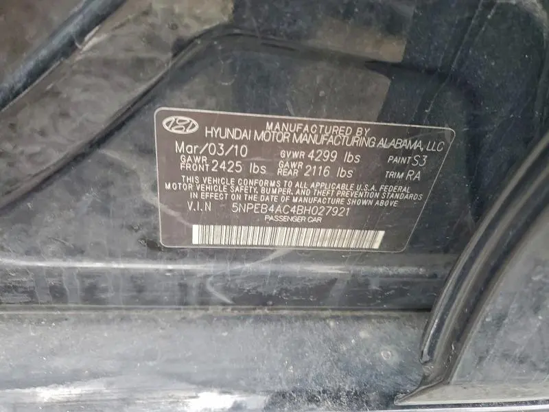 2011 HYUNDAI SONATA GLS  