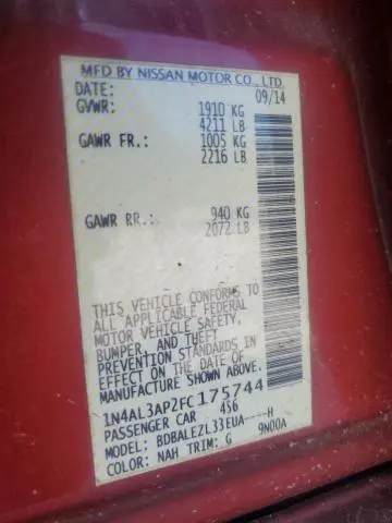 2015 NISSAN ALTIMA 2.5  