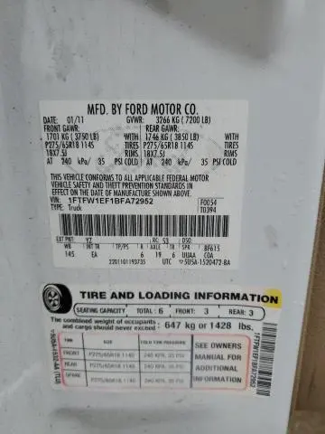 2011 FORD F150 SUPERCREW  