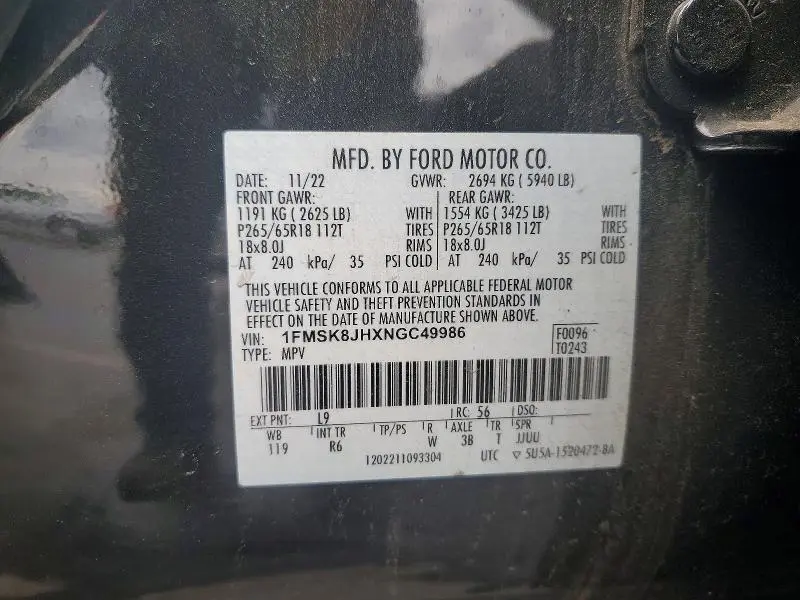 2022 FORD EXPLORER TIMBERLINE  