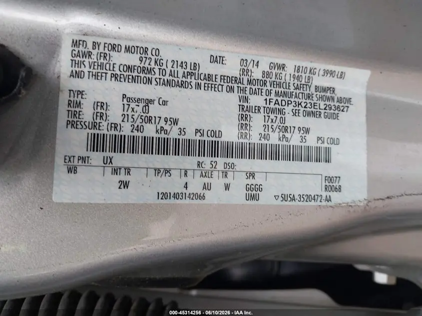 2014 FORD FOCUS SE