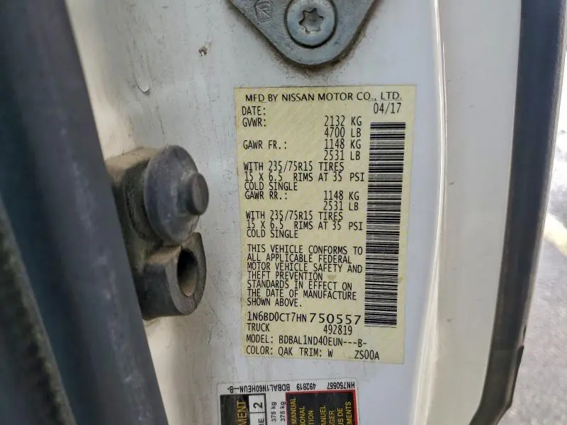 2017 NISSAN FRONTIER S  