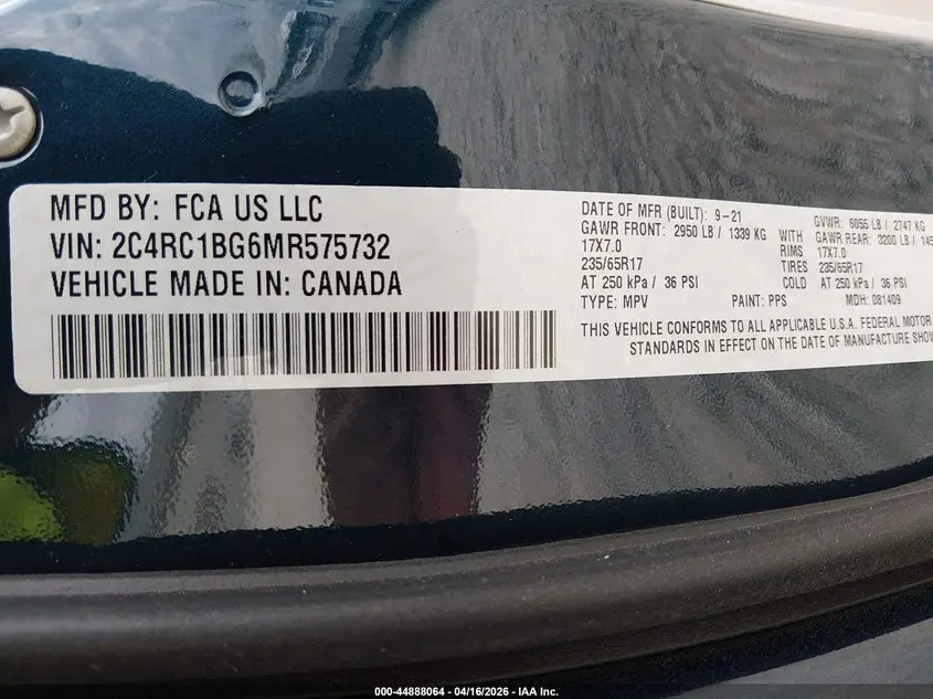 2021 CHRYSLER PACIFICA TOURING L