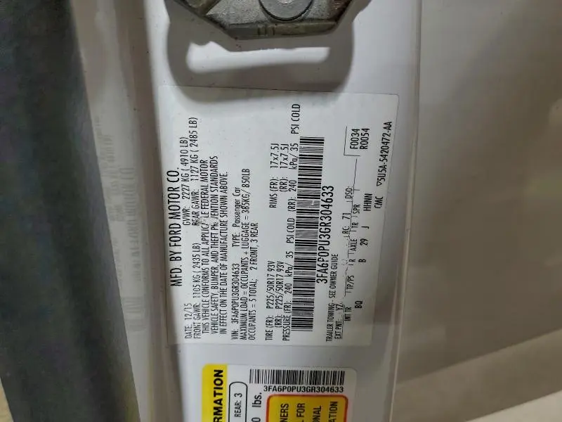 2016 FORD FUSION SE PHEV  