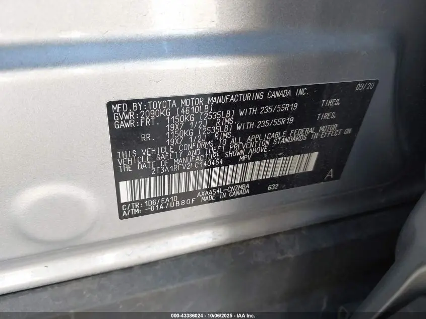 2020 TOYOTA RAV4 XLE PREMIUM