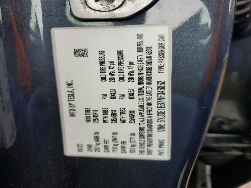 2022 TESLA MODEL 3   