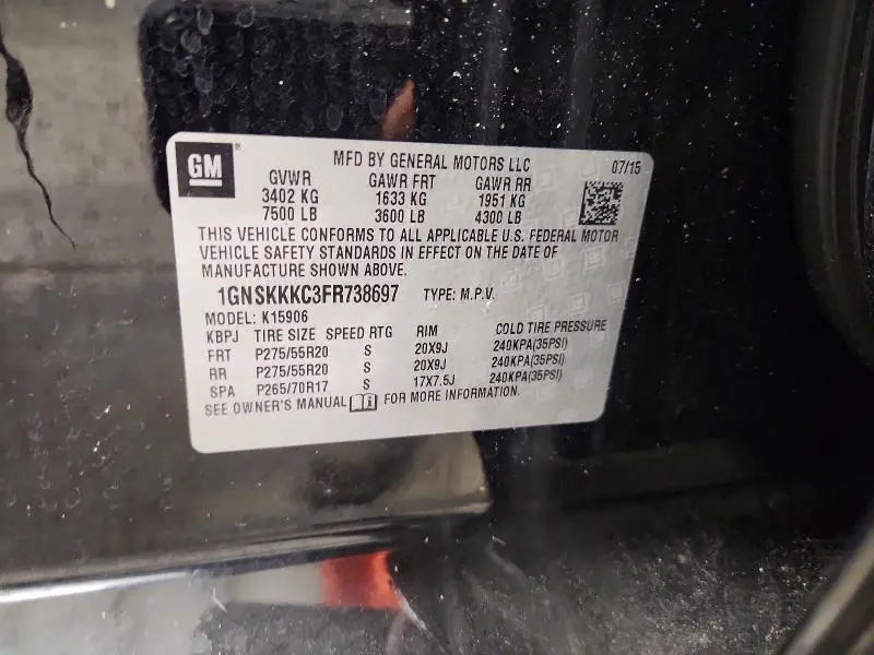 2015 CHEVROLET SUBURBAN K1500 LTZ  