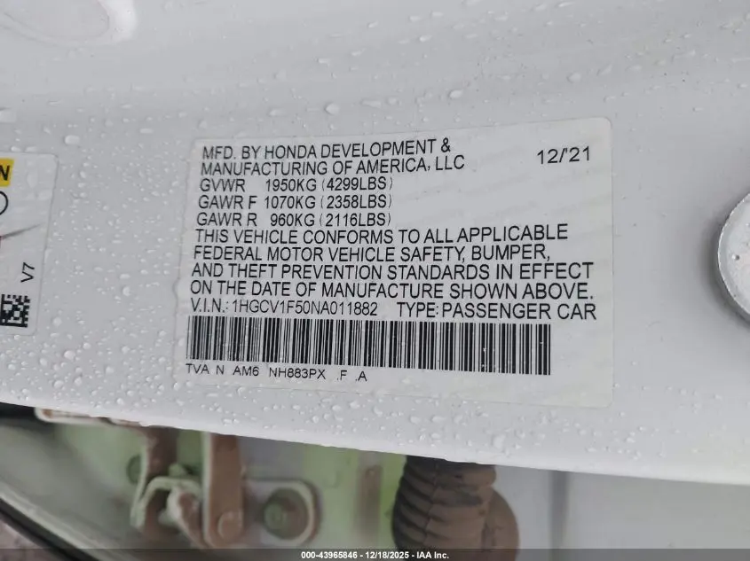 2022 HONDA ACCORD EX-L